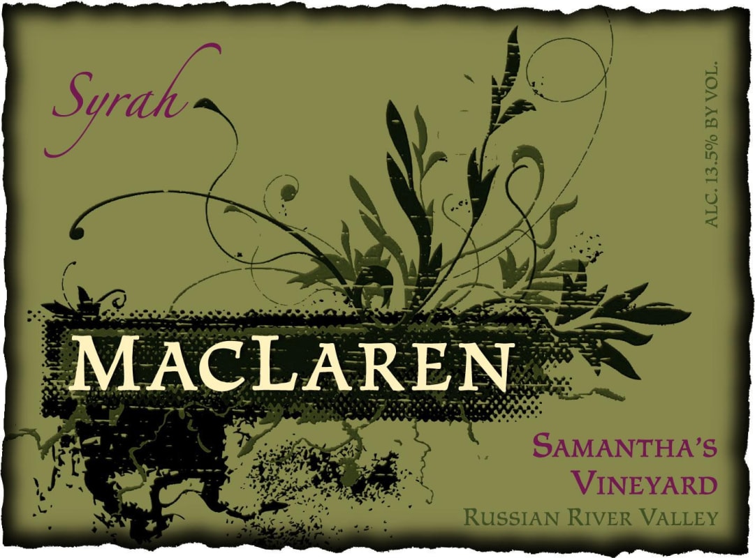 MacLaren Samantha's Vineyard Syrah 2012 Front Label