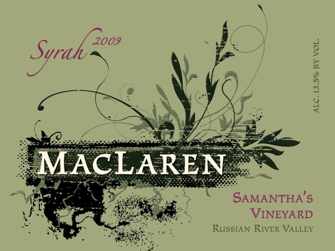MacLaren Samantha's Vineyard Syrah 2009 Front Label