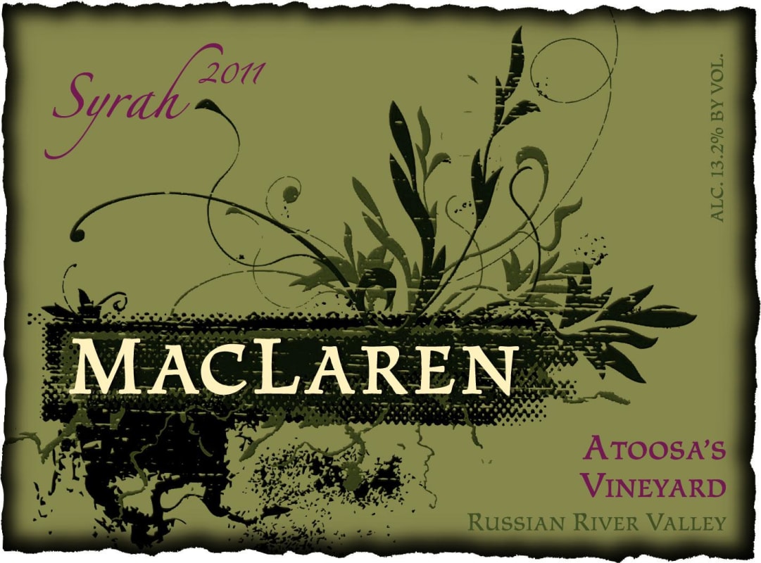 MacLaren Atoosa's Vineyard Syrah 2011 Front Label