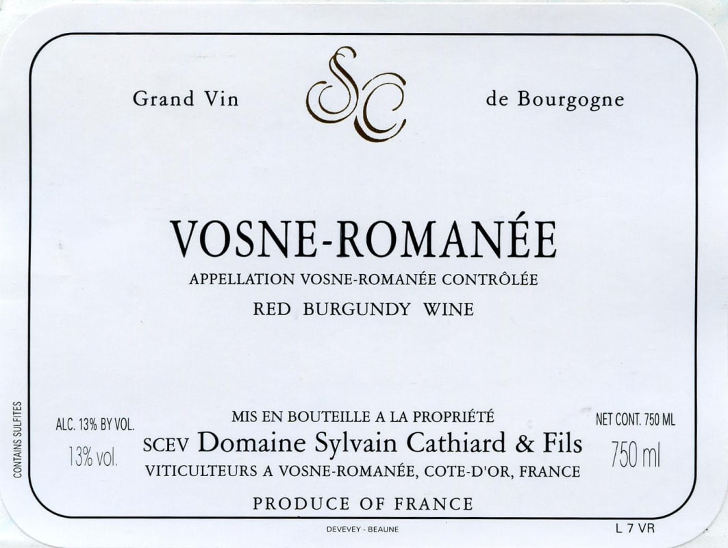Sylvain Cathiard Vosne-Romanee 2014 Front Label