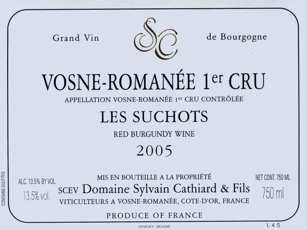 Sylvain Cathiard Vosne-Romanee Les Suchots Premier Cru 2005 Front Label