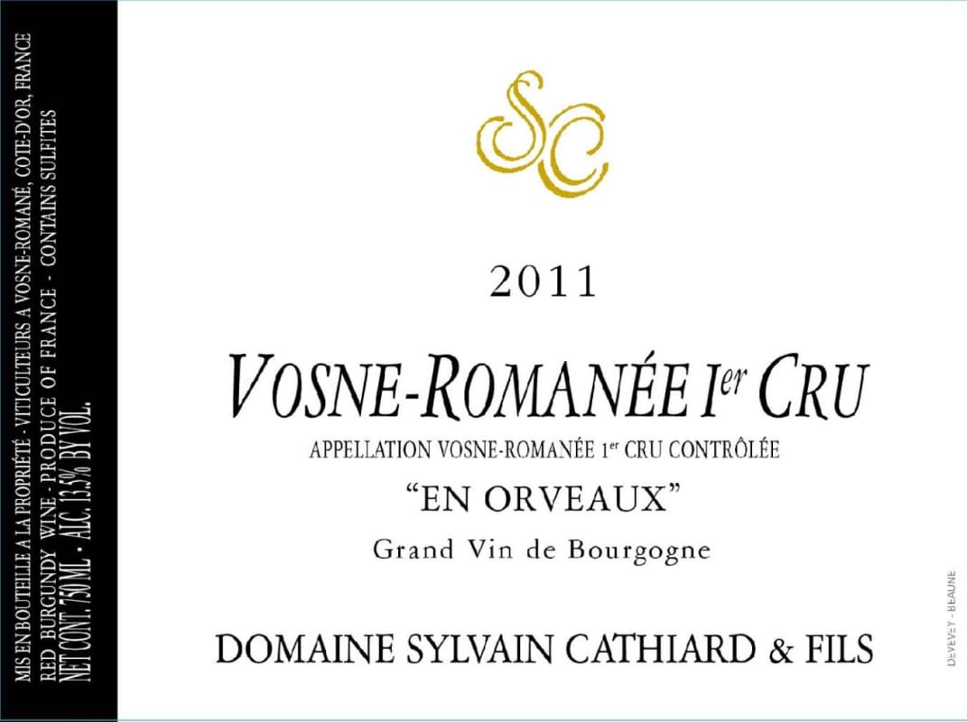 Sylvain Cathiard Vosne-Romanee En Orveaux Premier Cru 2011 Front Label