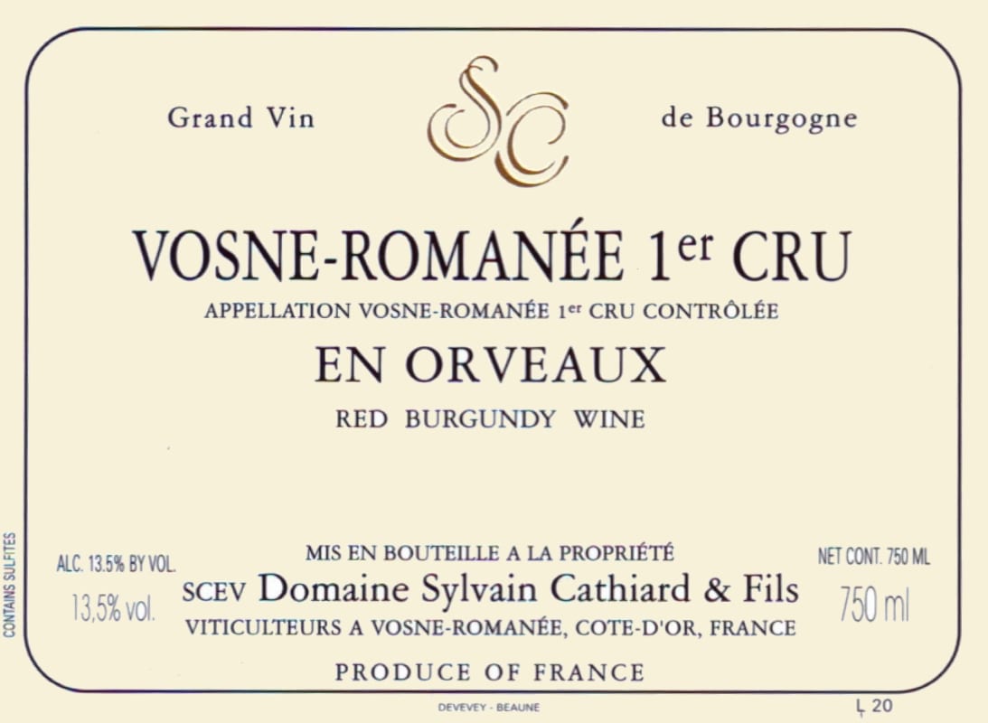 Sylvain Cathiard Vosne-Romanee En Orveaux Premier Cru 2006 Front Label