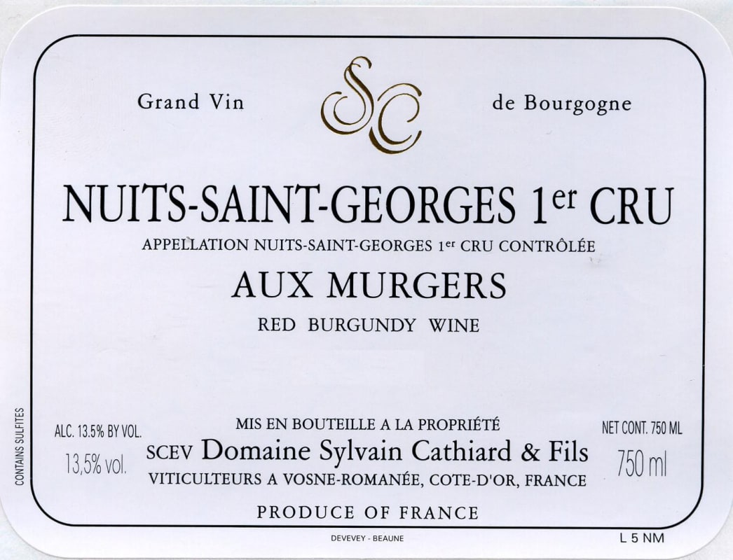 Sylvain Cathiard Nuits-Saint-Georges Aux Murgers Premier Cru 2014 Front Label