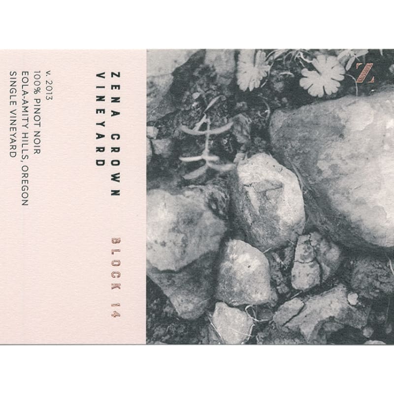 Zena Crown Vineyard Block 14 Pinot Noir 2013 Front Label