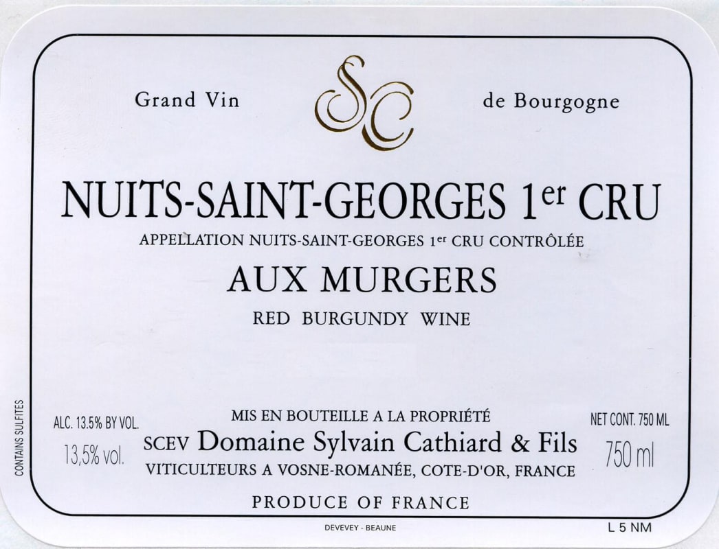 Sylvain Cathiard Nuits-Saint-Georges Aux Murgers Premier Cru 2012 Front Label