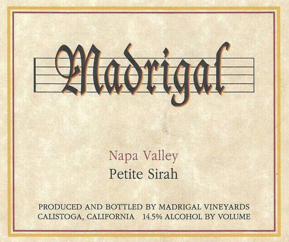 Madrigal Vineyards Petite Sirah 2010 Front Label