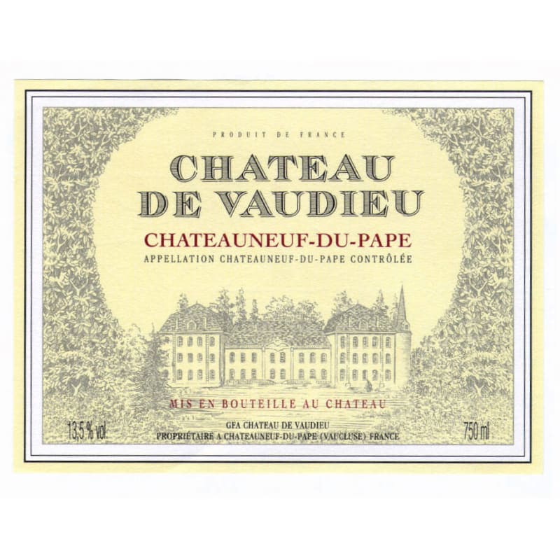 Chateau de Vaudieu Chateauneuf-du-Pape Blanc 2013 Front Label