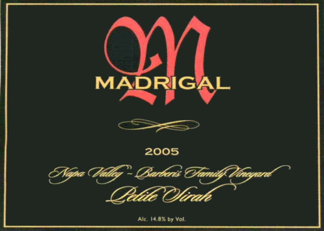 Madrigal Vineyards Barberis Family Vineyard Reserve Petite Sirah 2005 Front Label