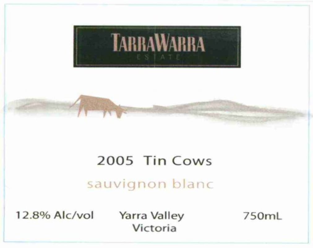 TarraWarra Estate Tin Cows Sauvignon Blanc 2005 Front Label