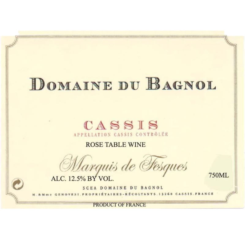 Domaine du Bagnol Rose 2015 Front Label