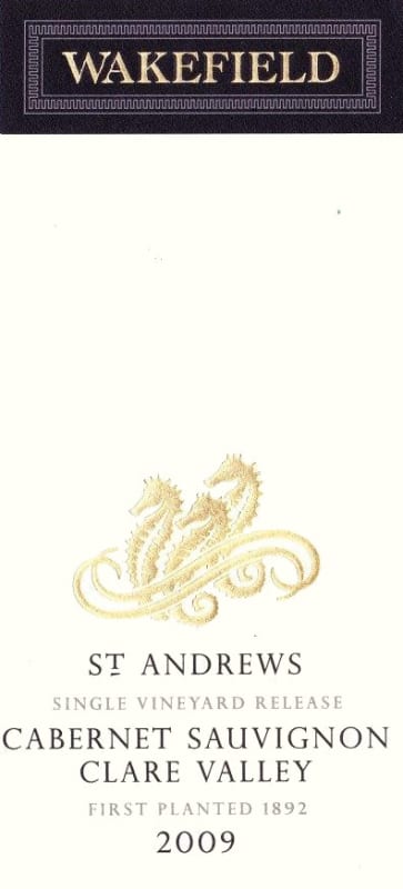Wakefield St Andrews Cabernet Sauvignon 2009 Front Label