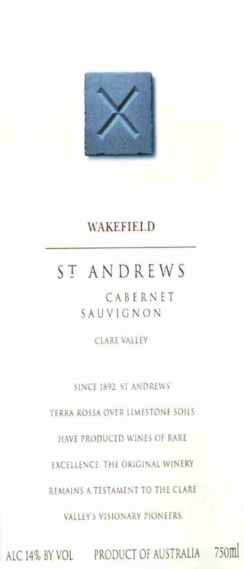 Wakefield St Andrews Cabernet Sauvignon 2005 Front Label