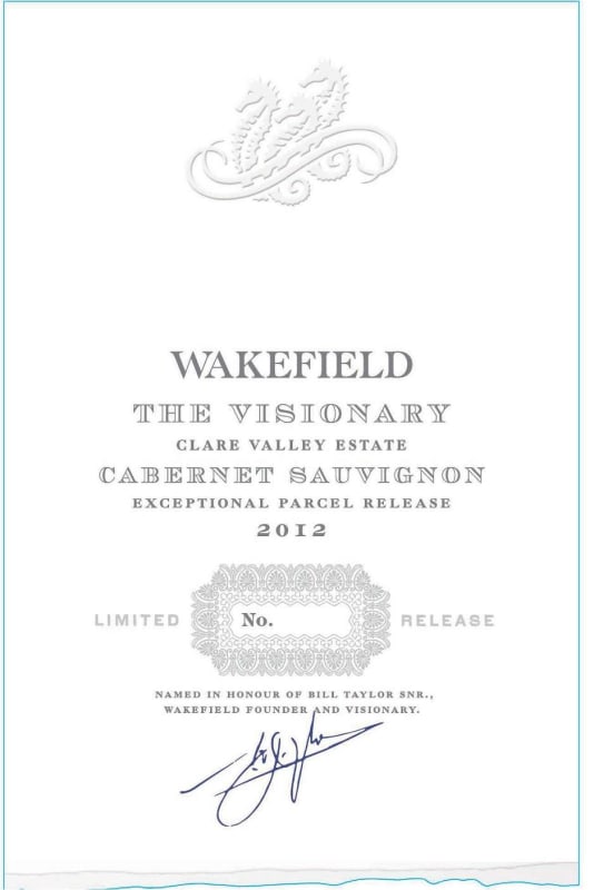 Wakefield Exceptional Parcel Release The Visionary Cabernet Sauvignon 2012 Front Label