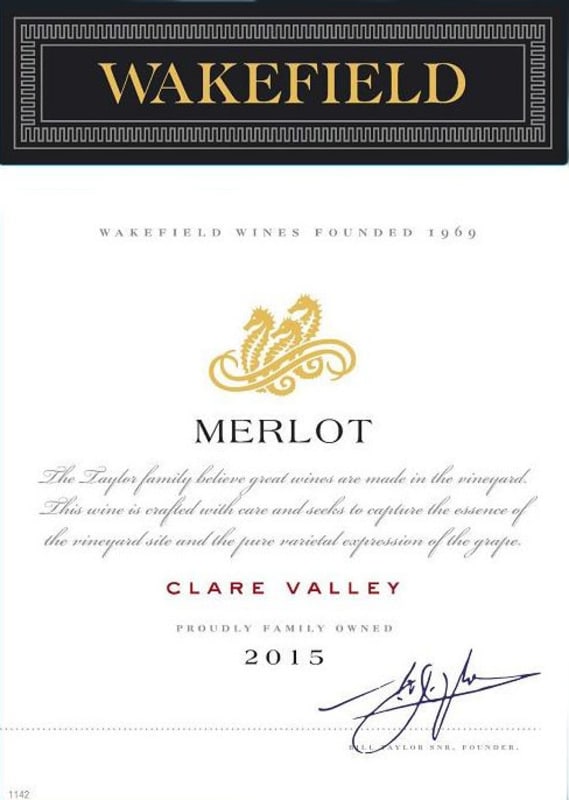 Wakefield Merlot 2015 Front Label