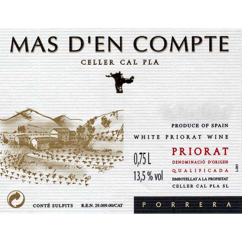 Celler Cal Pla Mas d'En Compte Blanc 2012 Front Label