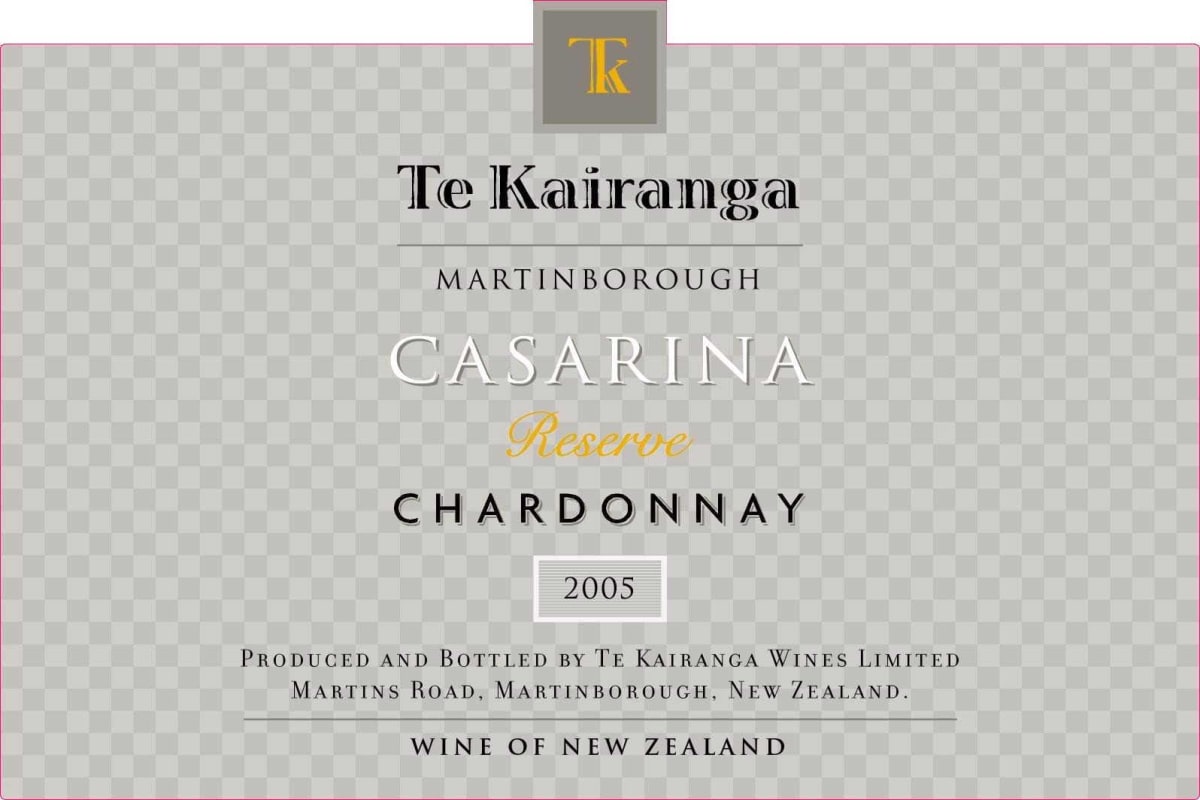 Te Kairanga Casarina Reserve Chardonnay 2005 Front Label