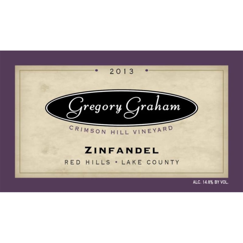Gregory Graham Crimson Hill Vineyard Zinfandel 2013 Front Label