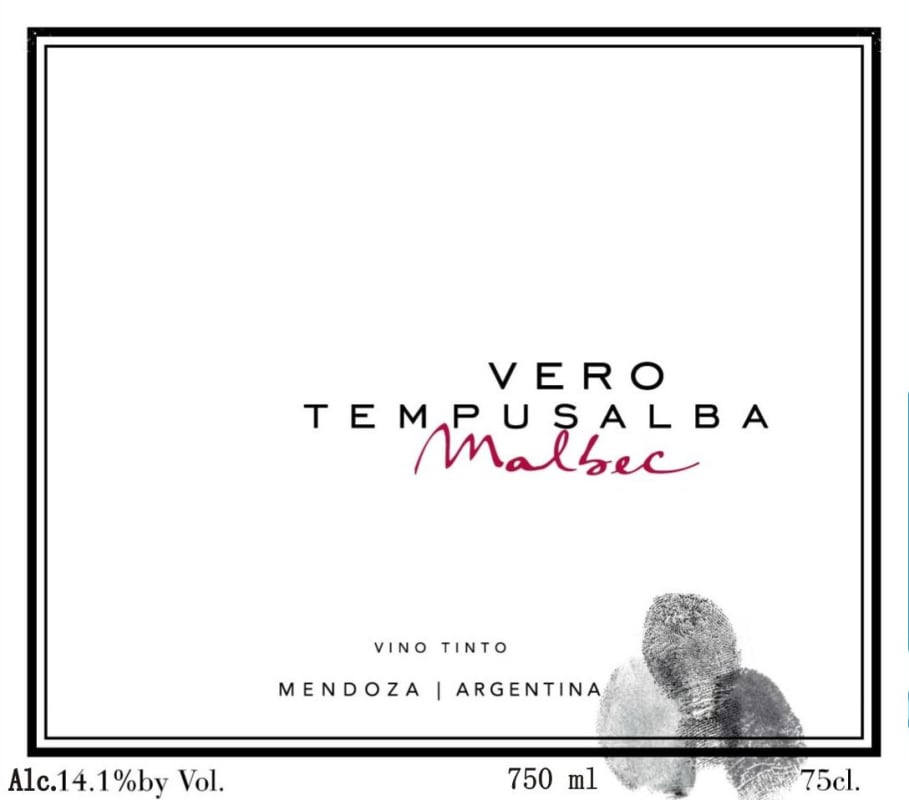 Tempus Alba Vero Malbec 2010 Front Label