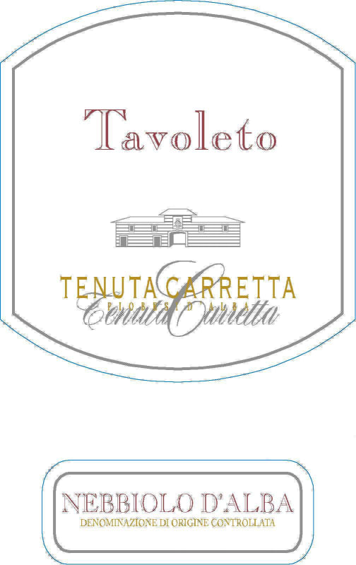 Tenuta Carretta Tavoleto Nebbiolo d'Alba 2012 Front Label