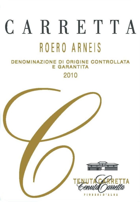 Tenuta Carretta Roero Arneis 2010 Front Label