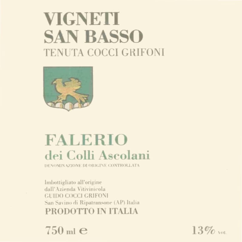 Tenuta Cocci Grifoni Falerio Vigneti San Basso Bianco 2007 Front Label
