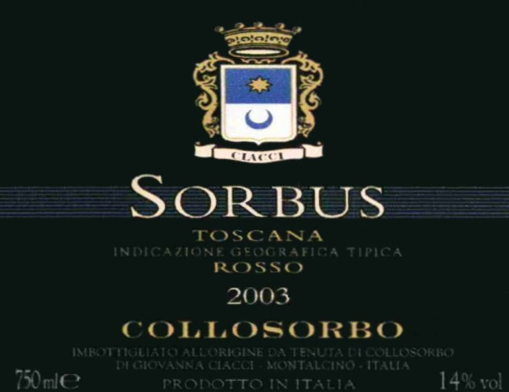 Collosorbo Toscana Sorbus Rosso 2003 Front Label