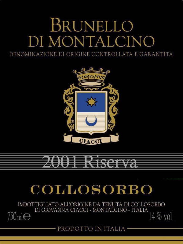 Collosorbo Brunello di Montalcino Riserva 2001 Front Label