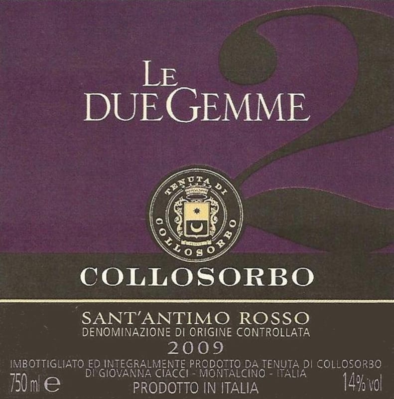Collosorbo Sant'Antimo Le Due Gemme Rosso 2009 Front Label
