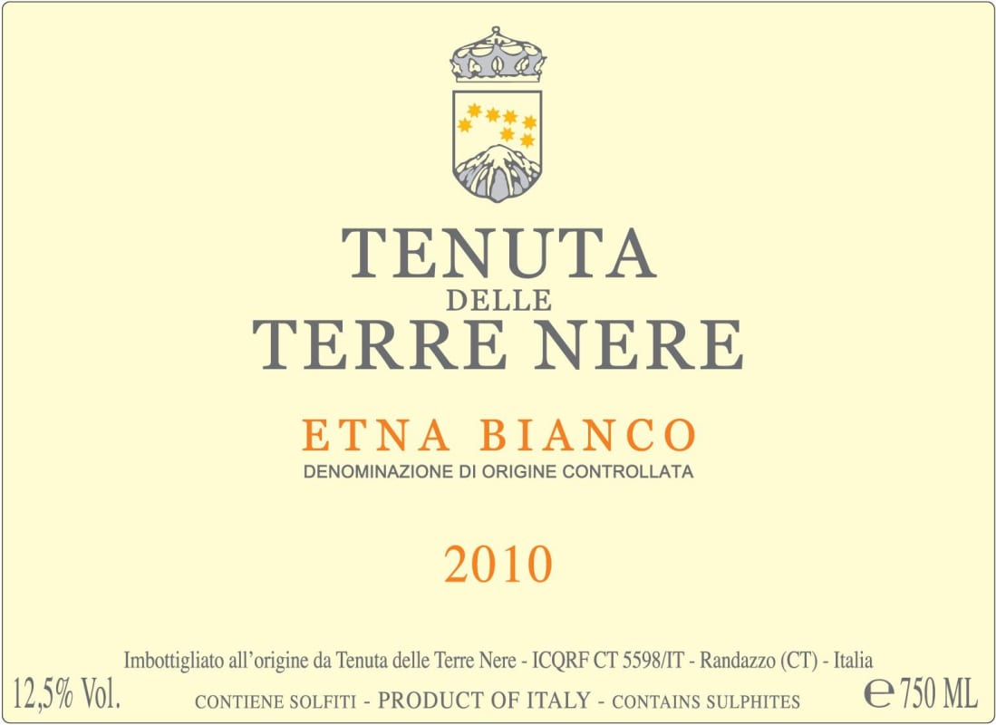 Tenuta delle Terre Nere Etna Bianco 2010 Front Label