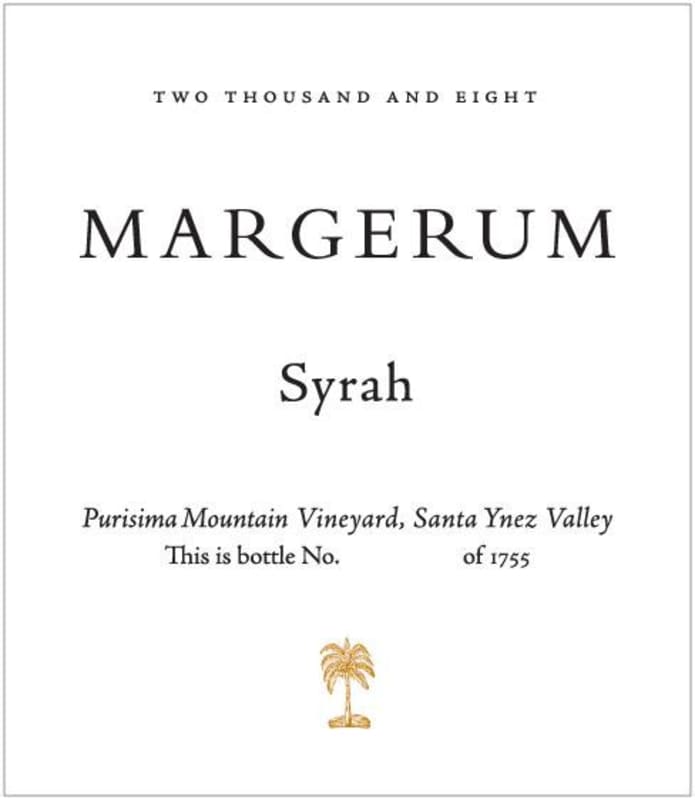 Margerum Purisima Mountain Vineyard Syrah 2008 Front Label