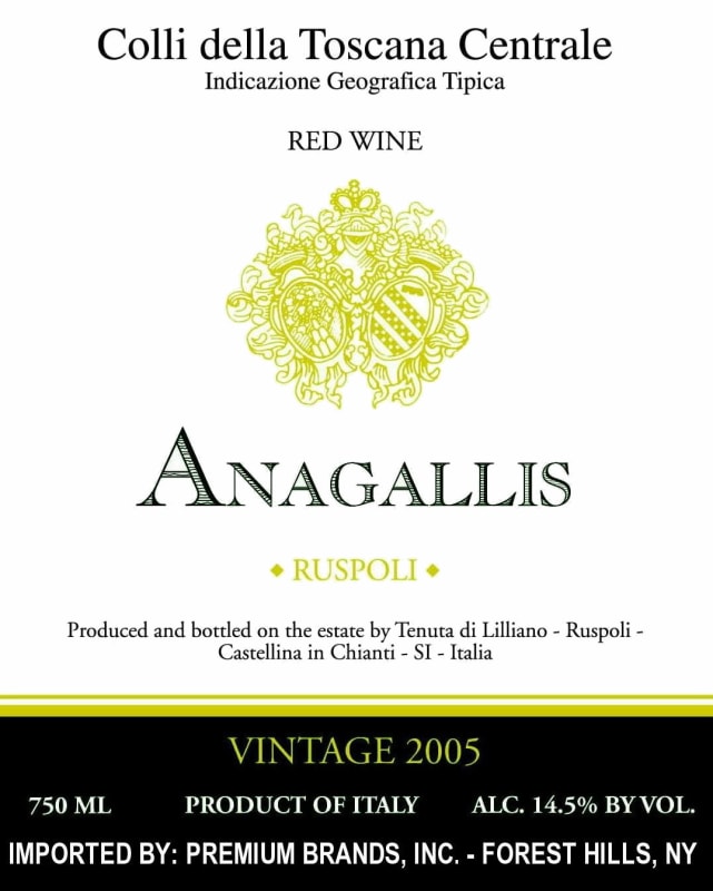 Lilliano Colli della Toscana Centrale Anagallis 2005 Front Label
