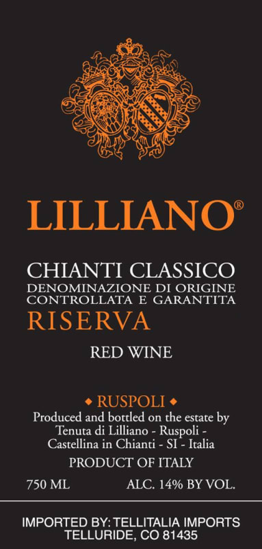 Lilliano Chianti Classico Riserva 2009 Front Label