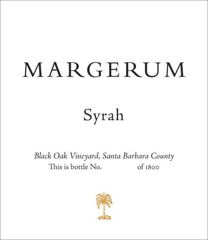 Margerum Black Oak Vineyard Syrah 2009 Front Label
