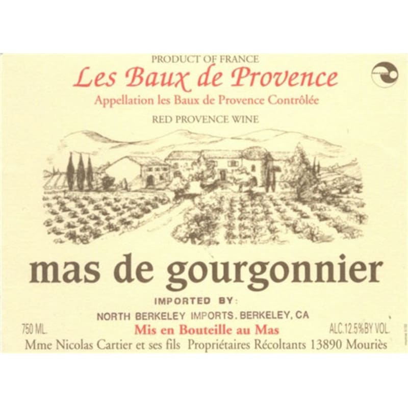 Mas de Gourgonnier Les Baux de Provence Rouge 2014 Front Label