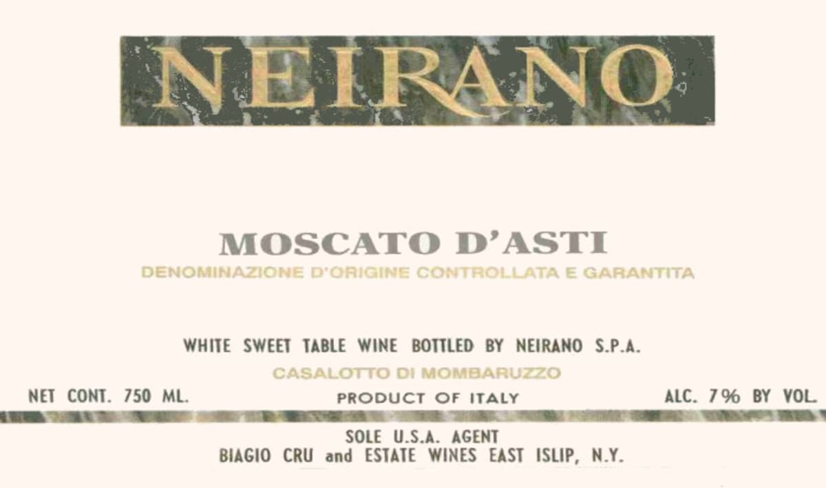 Neirano Moscato d'Asti 2014 Front Label