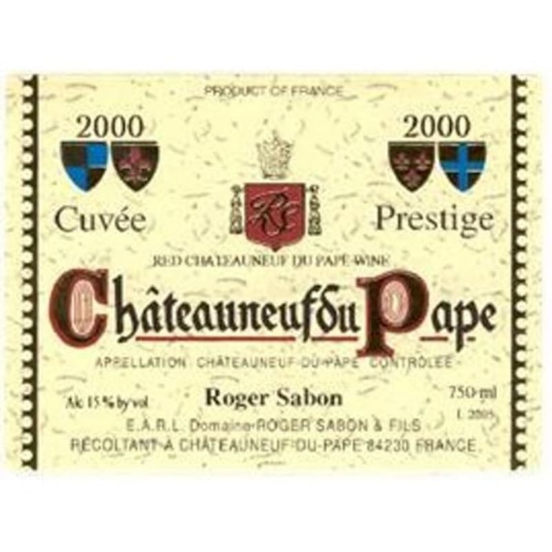 Roger Sabon Chateauneuf-du-Pape Prestige 2000 Front Label