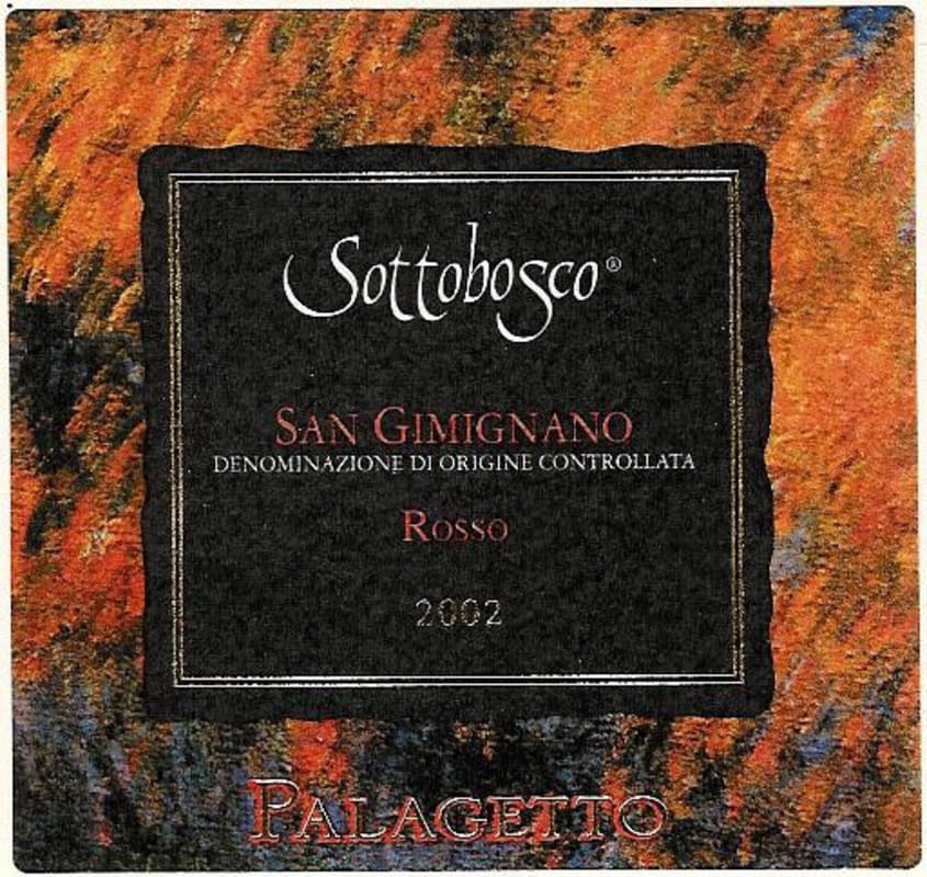 Palagetto Sottobosco San Gimignano Rosso 2002 Front Label