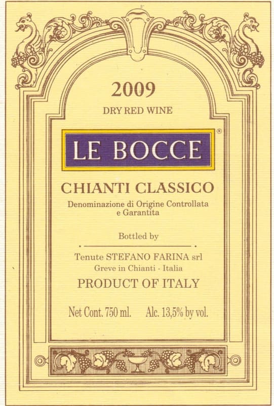 Stefano Farina Le Bocce Chianti Classico 2009 Front Label
