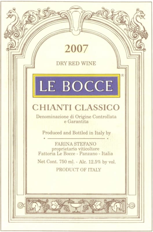 Stefano Farina Le Bocce Chianti Classico 2007 Front Label