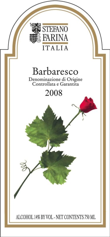 Stefano Farina Barbaresco 2008 Front Label