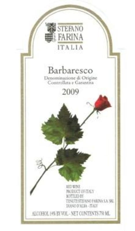 Stefano Farina Barbaresco 2009 Front Label