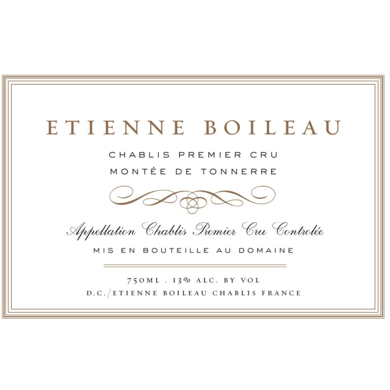 Etienne Boileau Chablis Montee de Tonnerre Premier Cru 2013 Front Label
