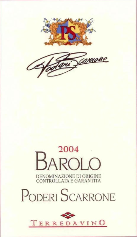 Terre Da Vino Barolo Poderi Scarrone 2004 Front Label