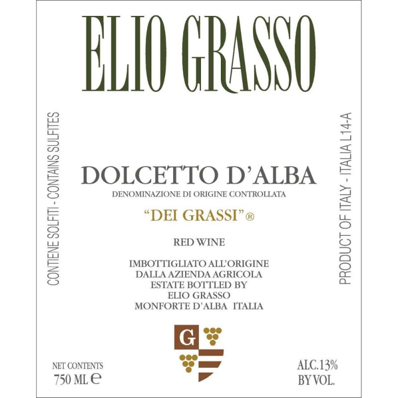 Elio Grasso Dolcetto d'Alba Dei Grassi 2015 Front Label