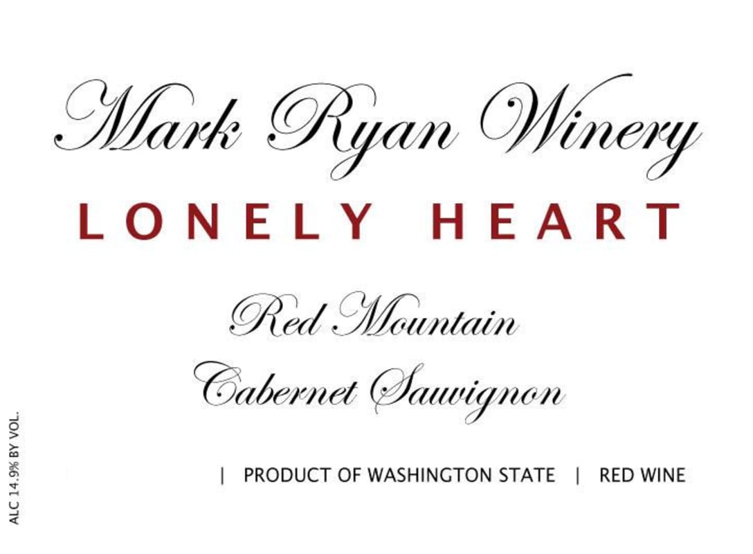 Mark Ryan Lonely Heart Cabernet Sauvignon 2011 Front Label
