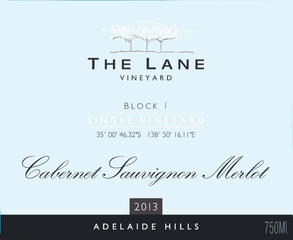 The Lane Block 1 Single Vineyard Cabernet Merlot 2013 Front Label