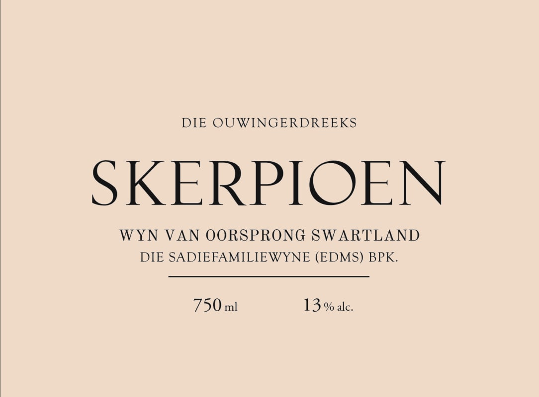 Sadie Family Die Ouwingerdreeks Skerpioen 2013 Front Label