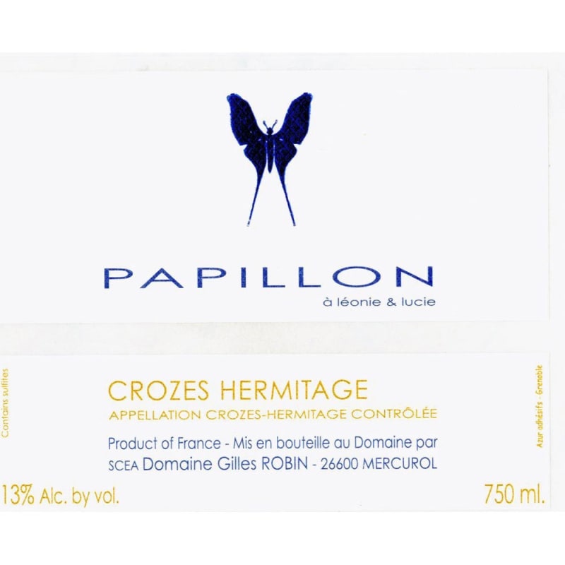 Gilles Robin Crozes-Hermitage Cuvee Papillon 2014 Front Label