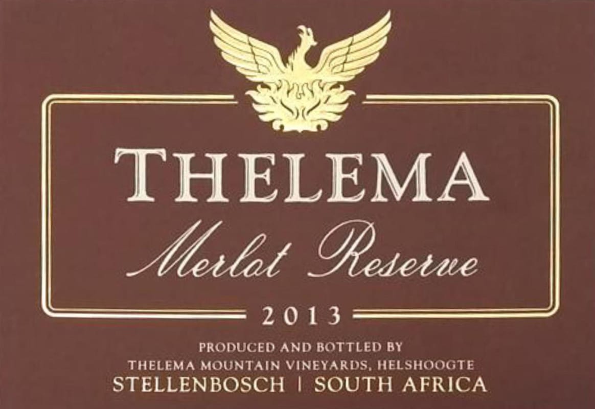 Thelema Reserve Merlot 2013 Front Label